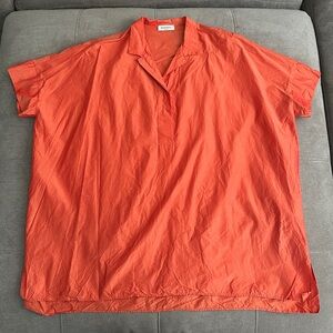 Women's Rosso35 Boxy Orange Silk Blend Collared Top